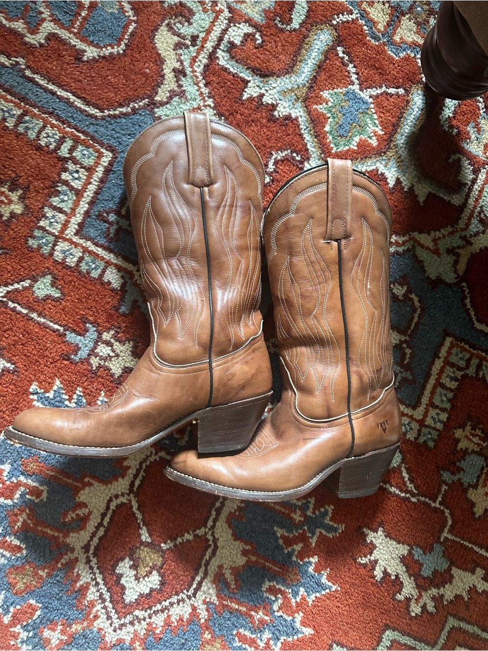 Vintage Frye 3849 Western Cowboy Boot—7.5—Made in the USA—Brown Leather—Cognac - Picture 2 of 8